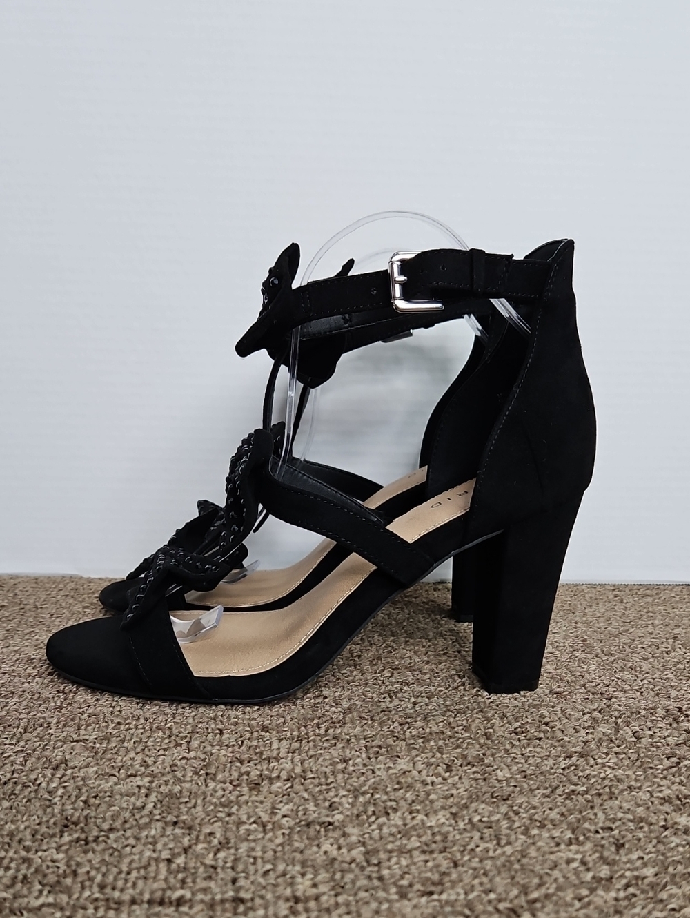 Torrid Triple Rhinestone Bow Black Strappy Block Heels Sz 9 W - Picture 3 of 8